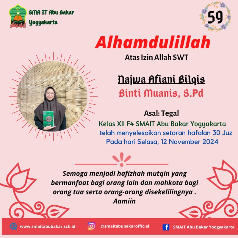Telah Menyelesaikan Hafalan 30 Juz
